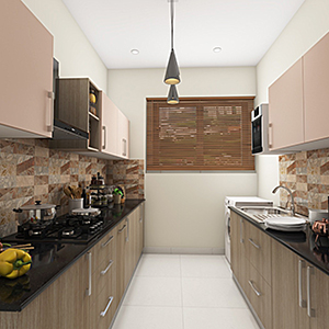 Parallel Kitchen Interior design brown