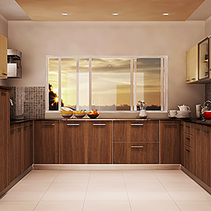 U shaped Kitchen brown Interior design
