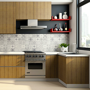 L shape Kitchen Interior design with brown and white affordable price