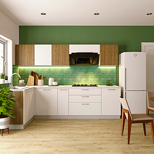 open kitchen with green and white affordable price